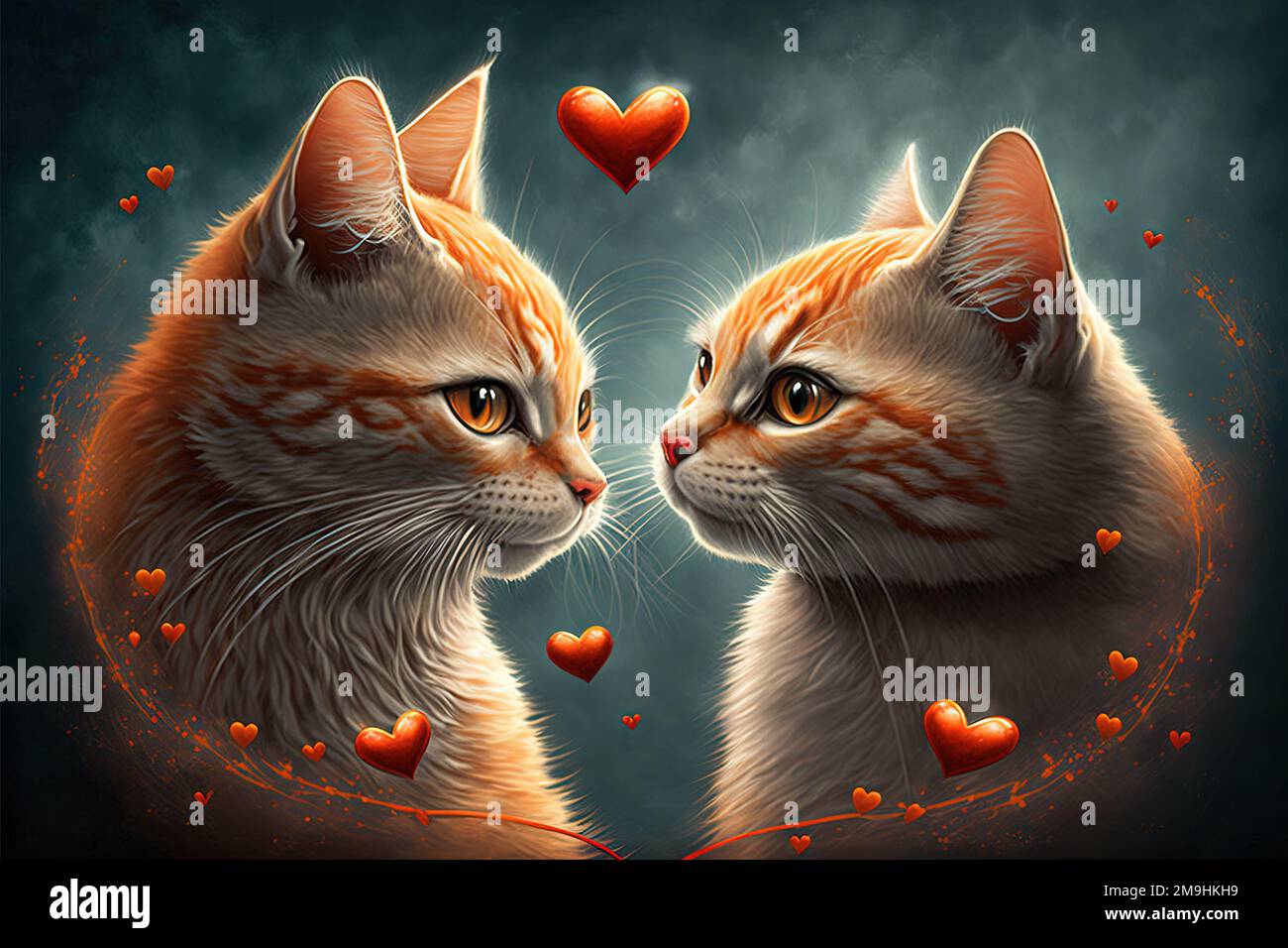 cats in love with little heart for Valentine day generative ai Stock Photo  - Alamy