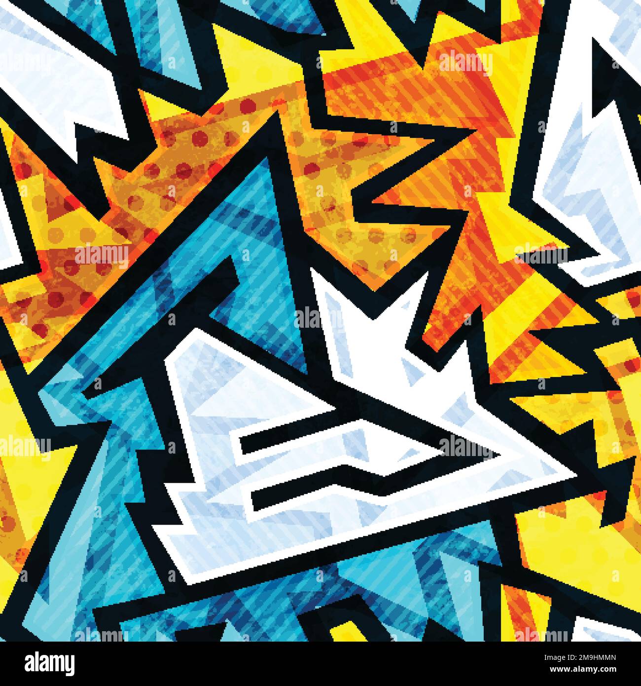 bright graffiti geometric seamless pattern Stock Vector