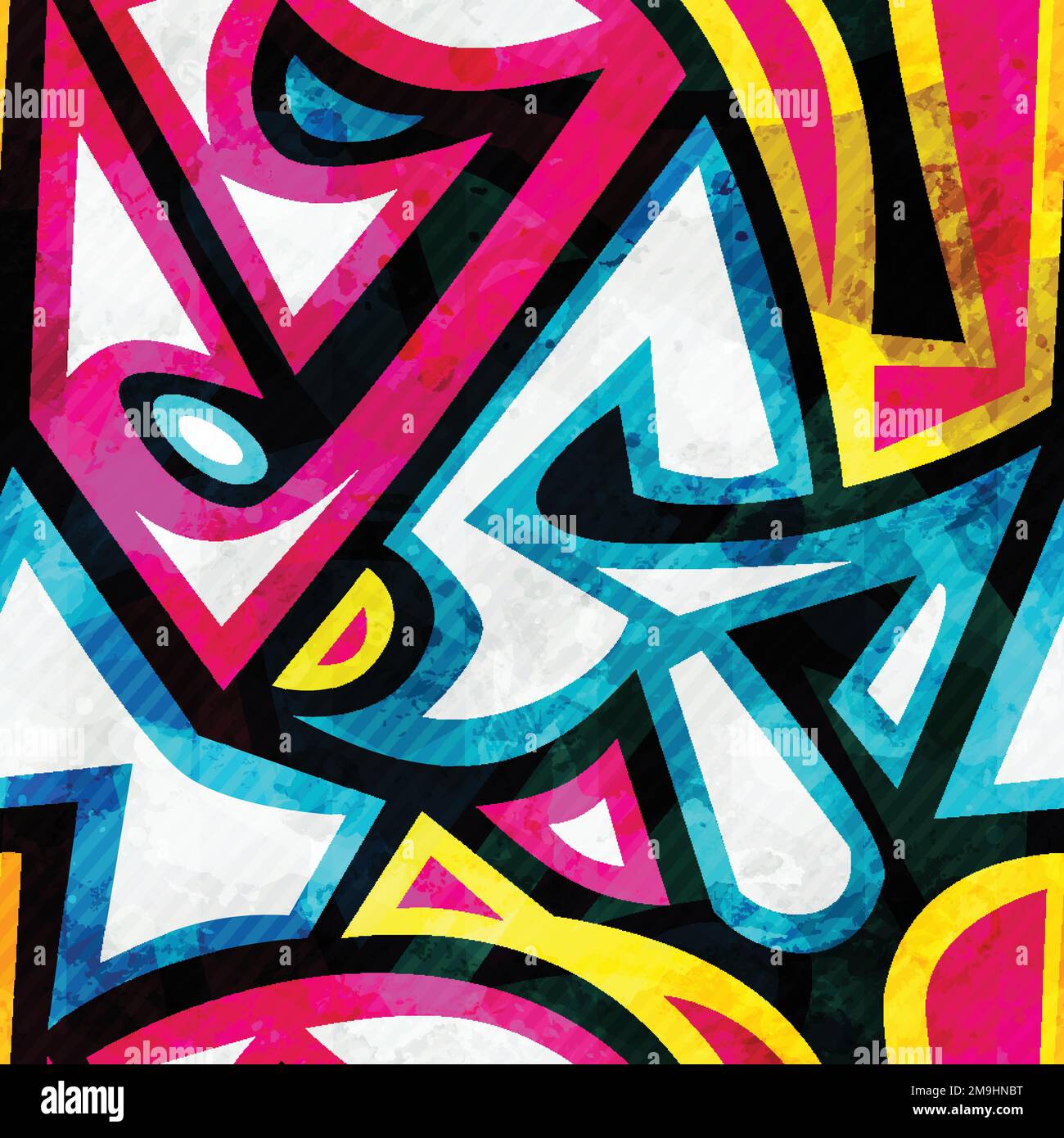 bright music seamless pattern with grunge effect Stock Vector