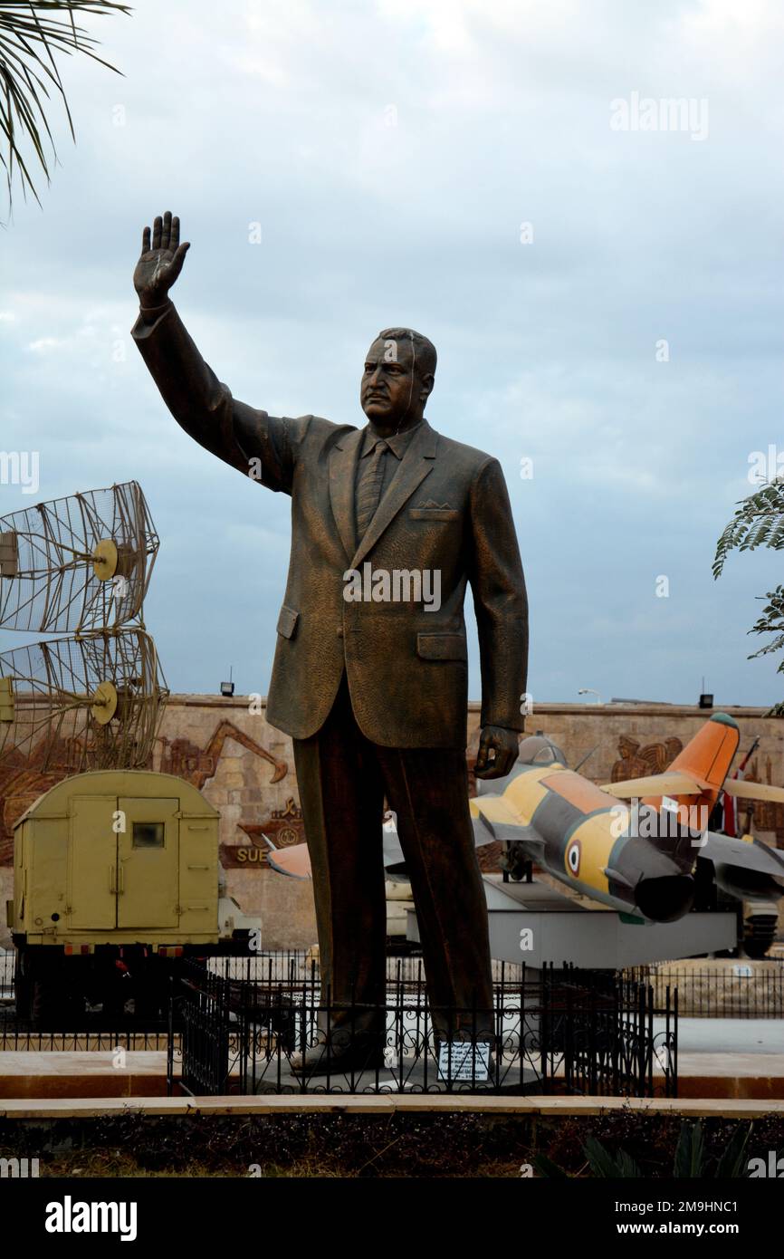 Cairo, Egypt, January 7 2023: Gamal Abdel Nasser statue, the second president of Egypt, Egyptian revolution leader, from the Egyptian national militar Stock Photo