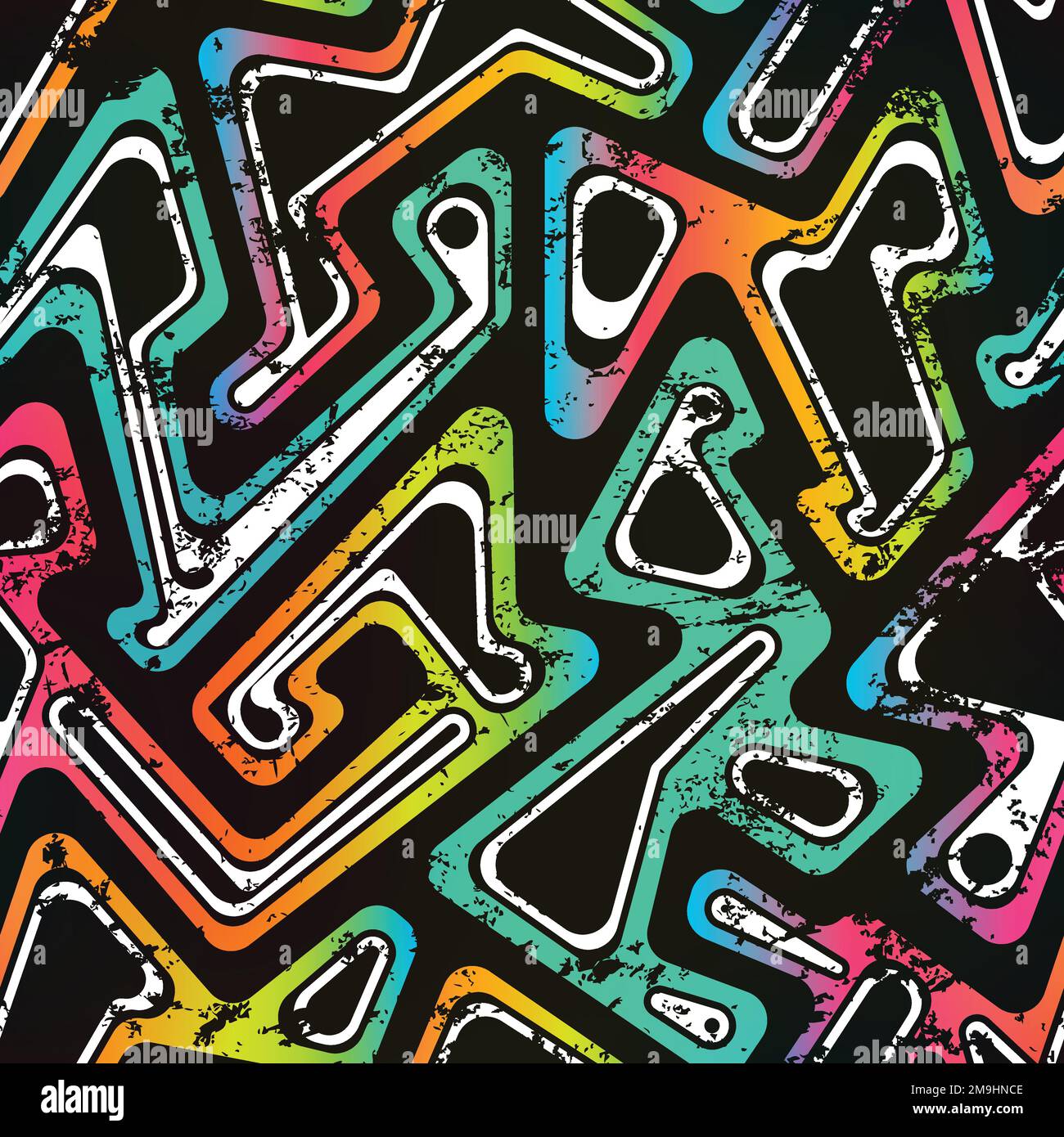 music seamless pattern with grunge effect Stock Vector