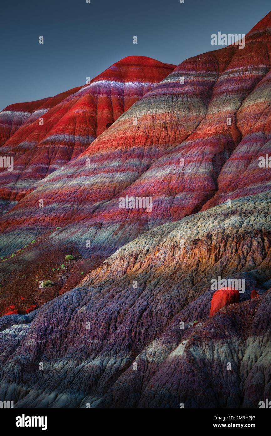 Landscape with colorful Painted Hills, Badlands National Park, Paria, Utah, USA Stock Photo