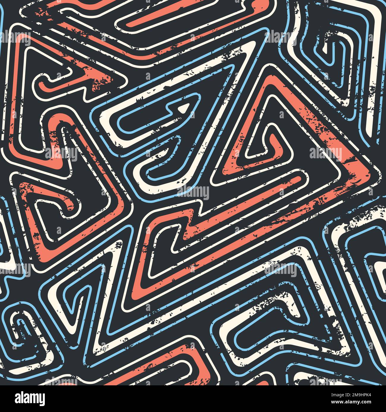 grunge curve seamless pattern Stock Vector