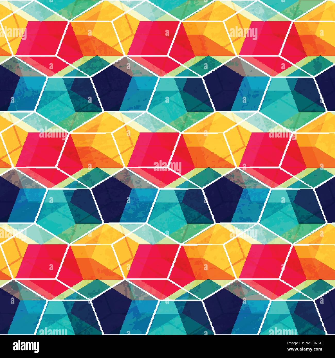 vintage mosaic seamless pattern with grunge effect Stock Vector