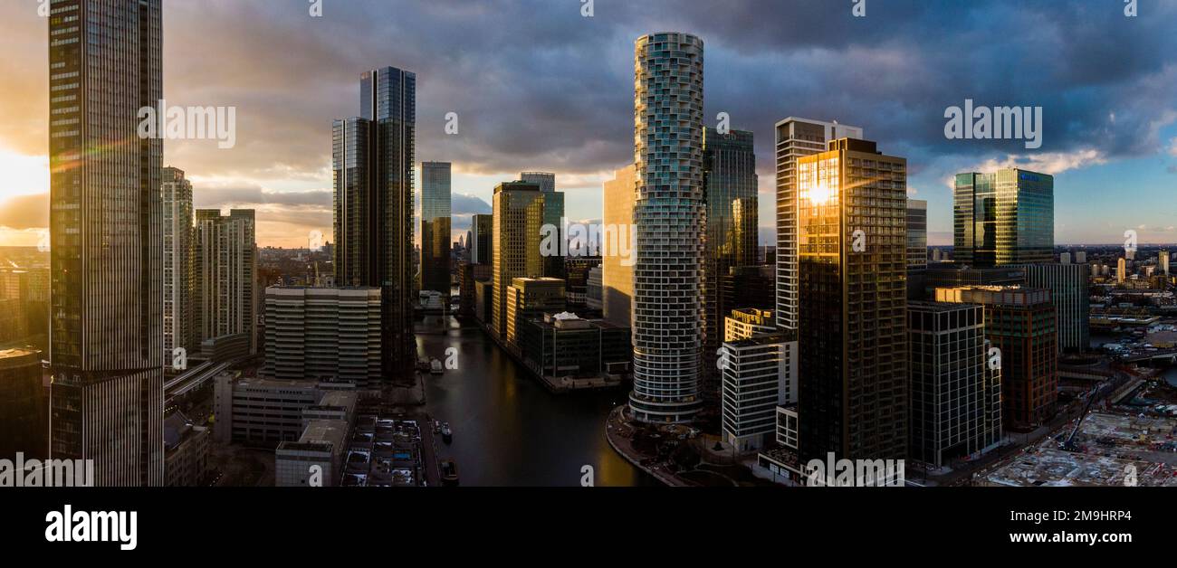 Elevated view of skyscrapers in city of London, England, UK Stock Photo