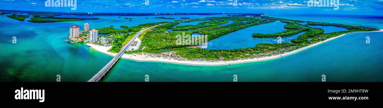 Aerial view of island on sea in Lovers Key, Fort Myers, Florida, USA Stock Photo