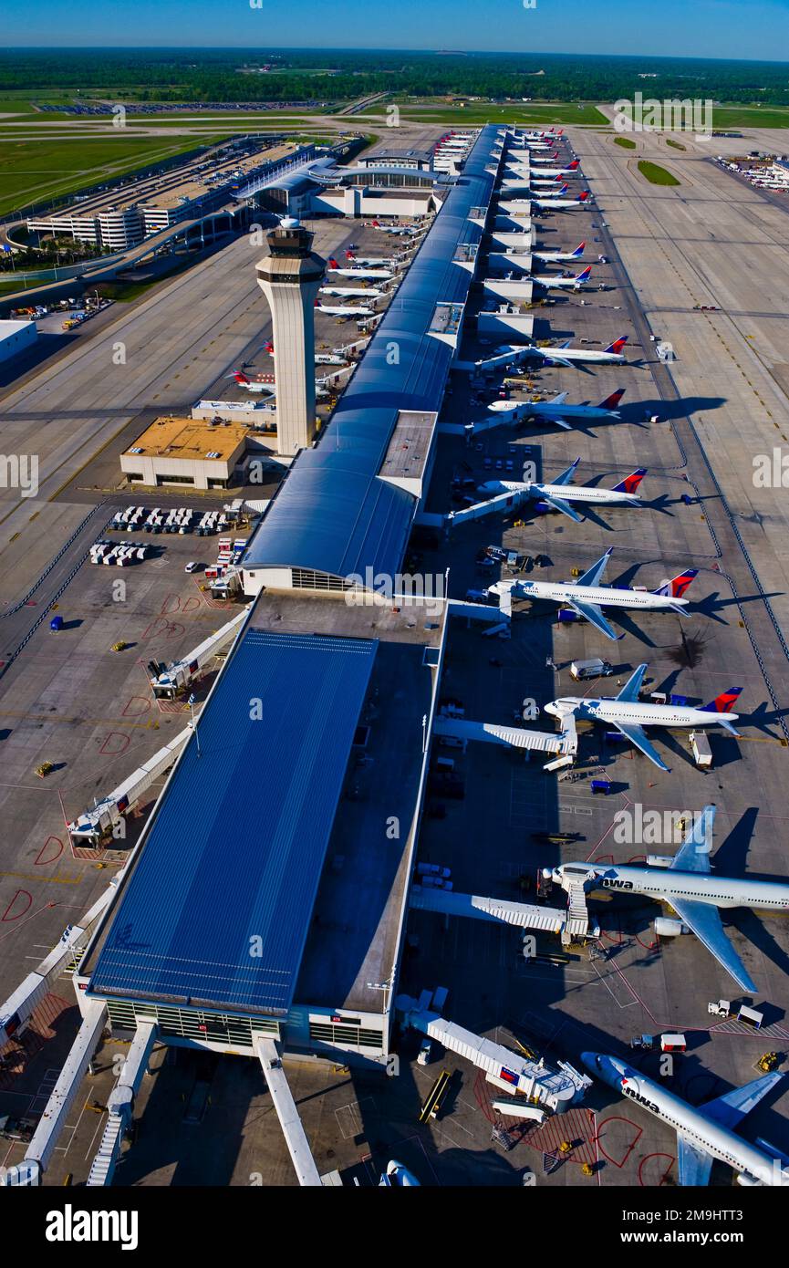 Aerial view of Detroit Metro Airport, Michigan, USA Stock Photo