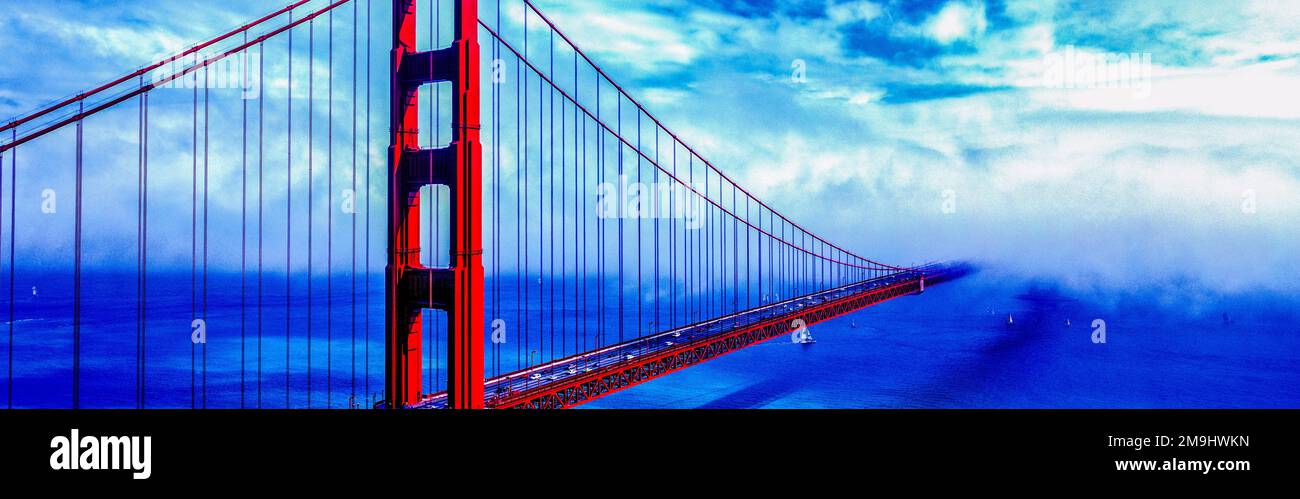 Golden Gate Bridge in fog, California, USA Stock Photo