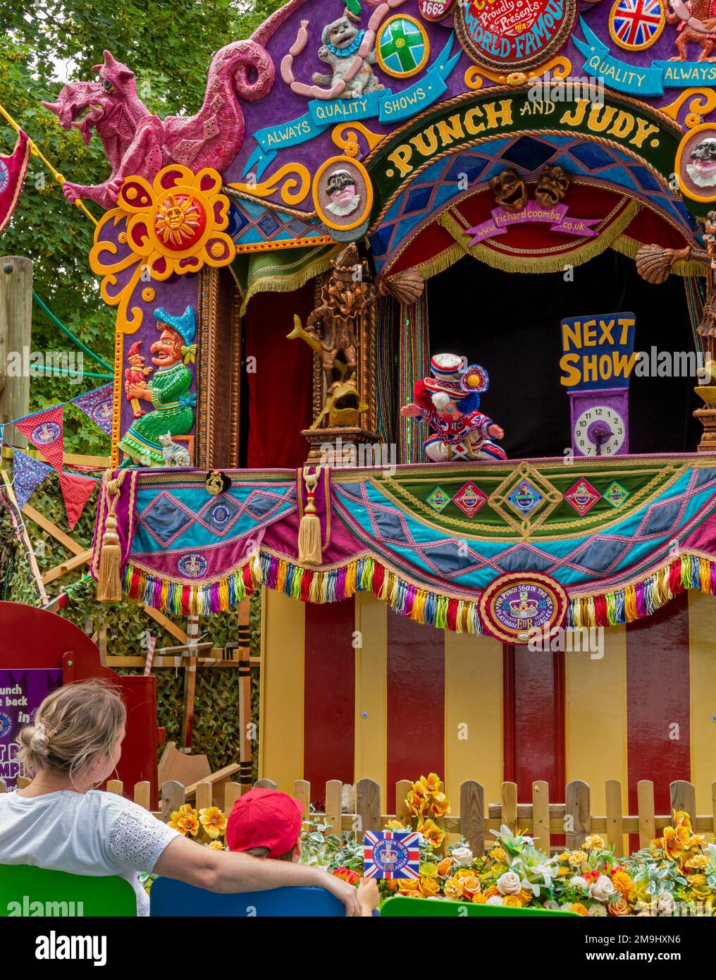 Traditional Punch and Judy puppet show taking place in Britain in summer. Stock Photo