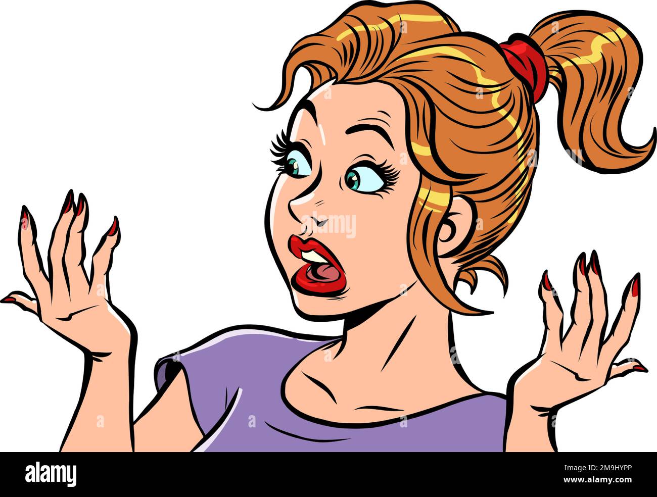 Surprised frightened woman. Bad news, information. human emotions Stock Vector