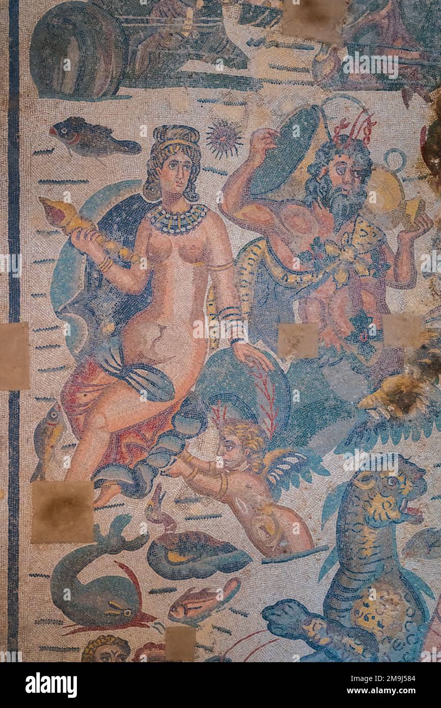 Mosaics in Villa romana del Casale, Piazza Armerina, Sicily (Italy) Stock Photo