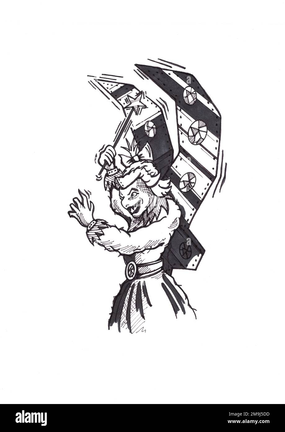 Vintage style black and white cartoon characters on a white background