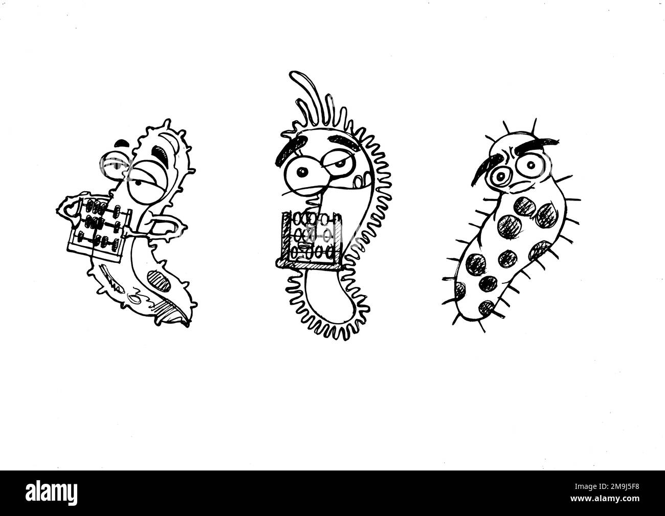 Vintage style black and white cartoon characters on a white background