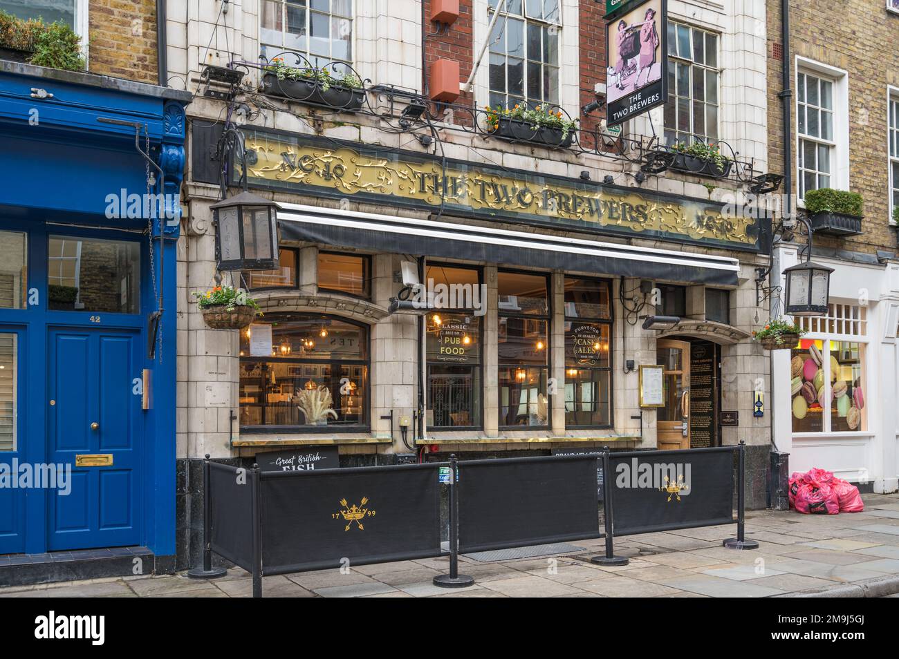 The Two Brewers, a Greene King pub on Monmouth Street, Seven Dials, Covent Garden, London, England, UK Stock Photo