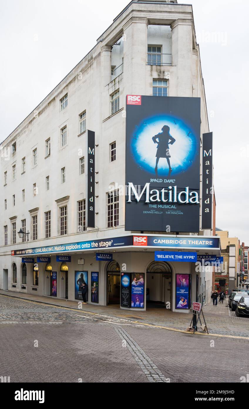Exterior of The Cambridge Theatre on Earlham Street, London, England