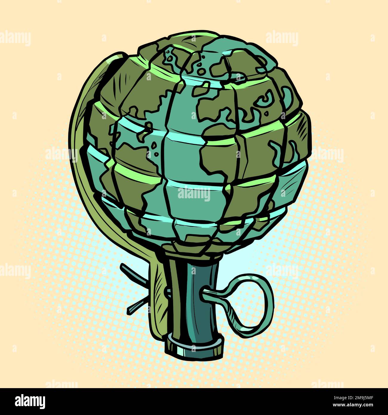 Planet Earth is like a grenade. War and aggression. Terrorist threat, army and world Stock Vector