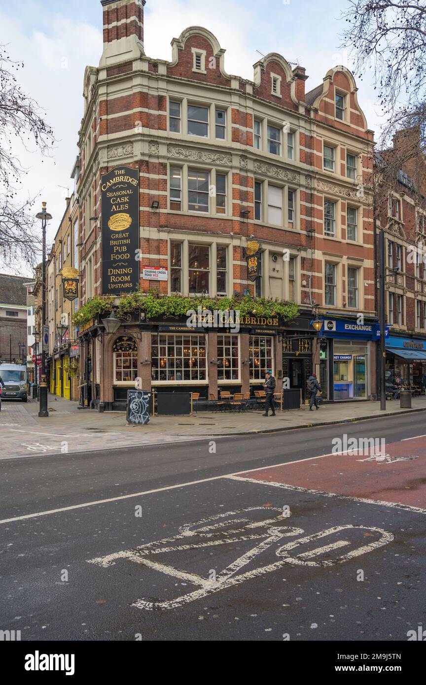 The Cambridge, a traditional pub in Cambridge Circus, Charing Cross Road, Soho, London, England