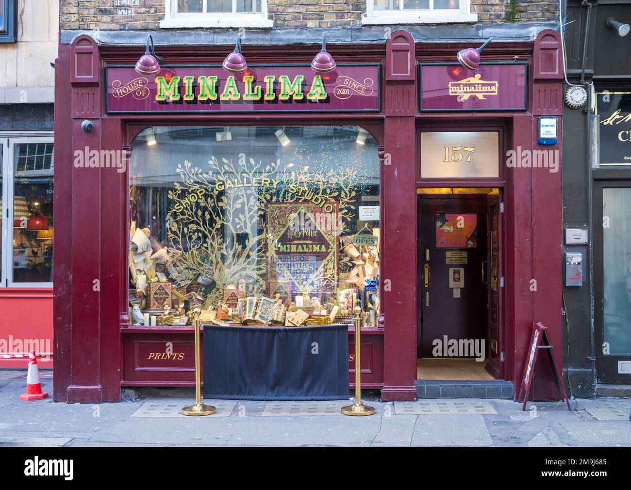 House of MinaLima, a gallery & shop run by the graphic design duo who worked on the Harry Potter films. Wardour Street, Soho, London, England, UK Stock Photo