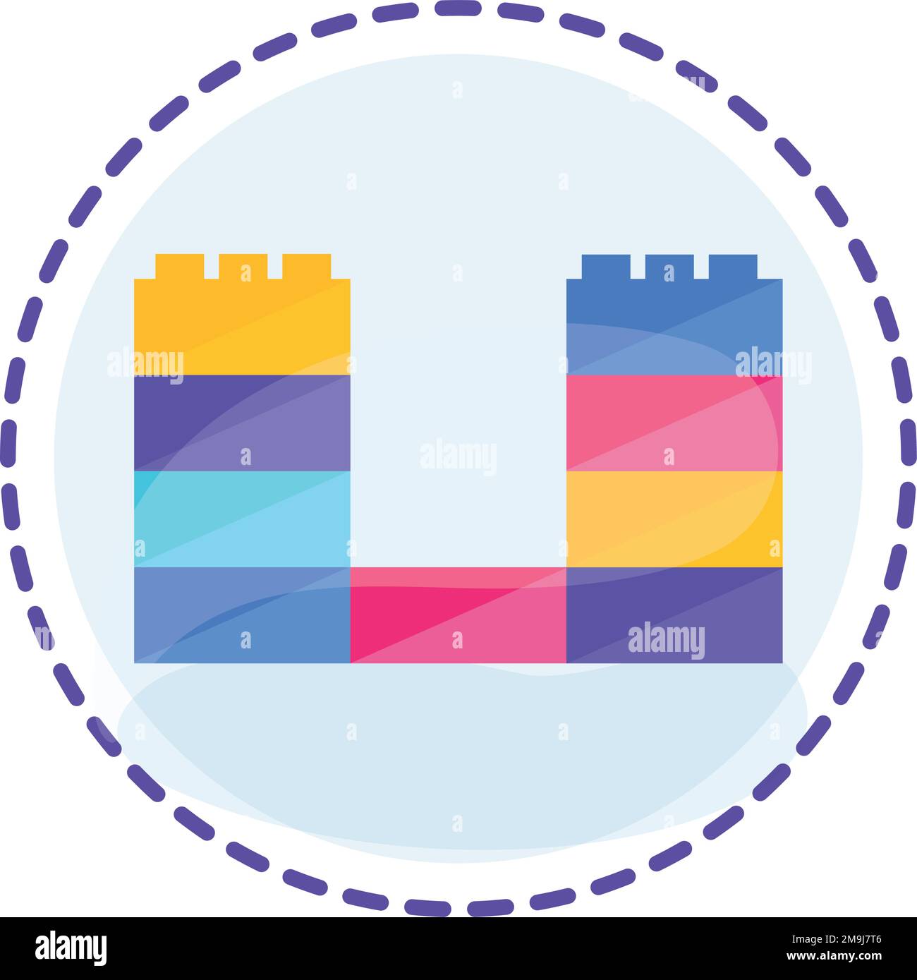 Isolated colored building block toy icon Flat design Vector Stock Vector