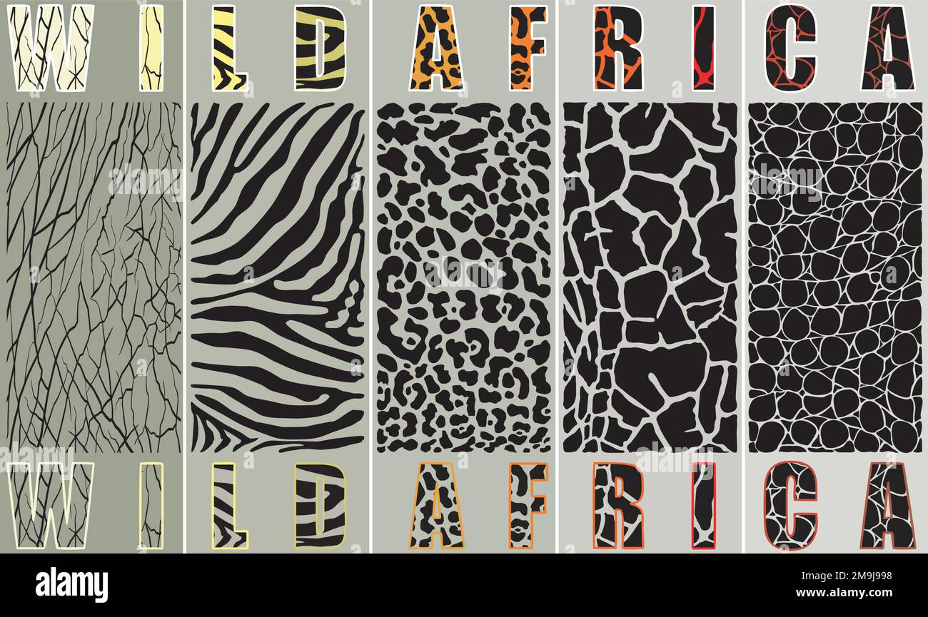 Vector background from the skins of African wild animals Stock Vector