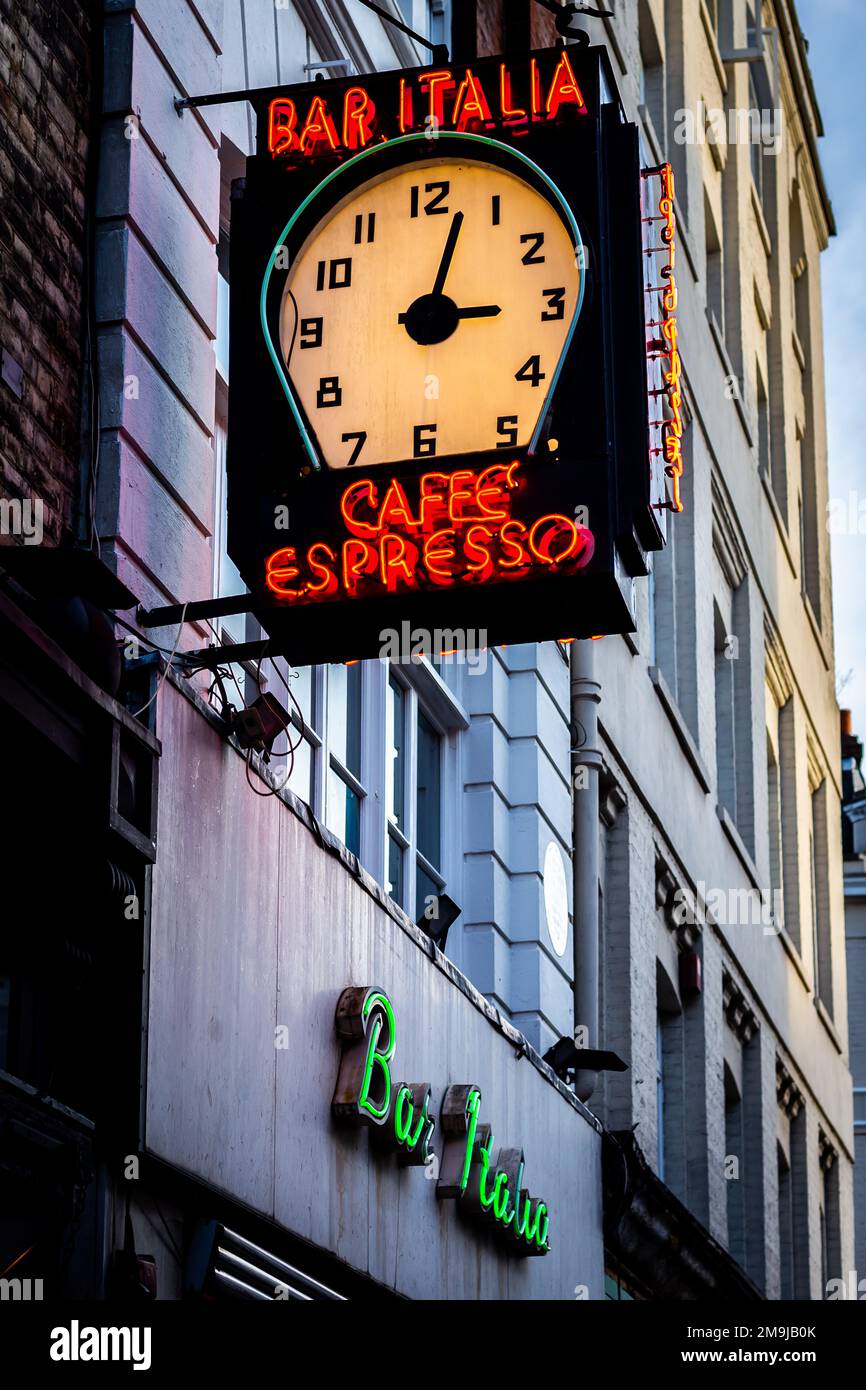 Famous Italian cafe in London's Soho,West End.A favourite with musicians especially because of