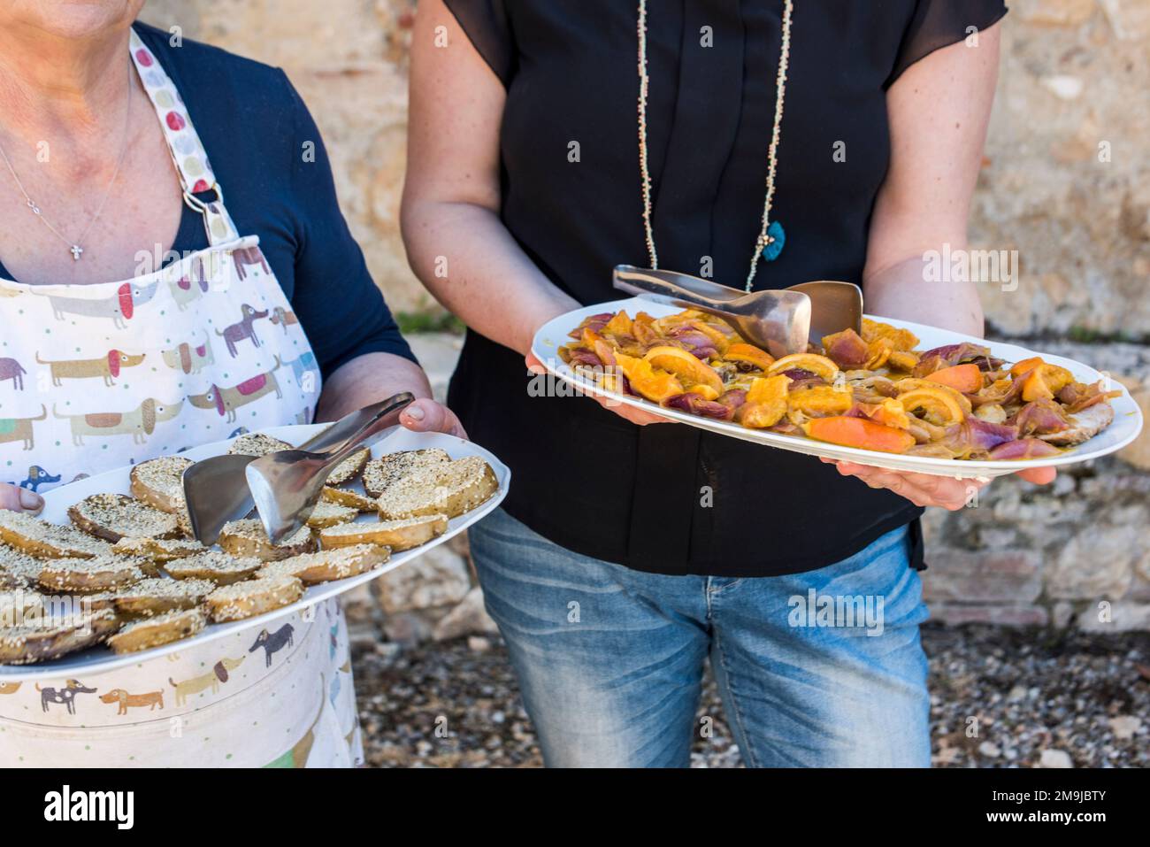Siena, Italy - April, 9, 2022: Cooking classes at Tenuta di Spannocchia, Tuscany Stock Photo