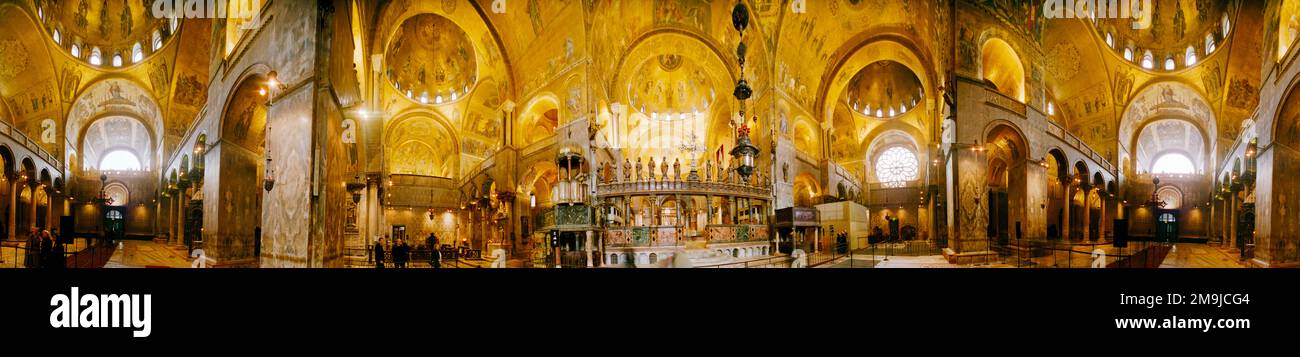 Interior of church, San Marco Basilica, Venice, Italy Stock Photo