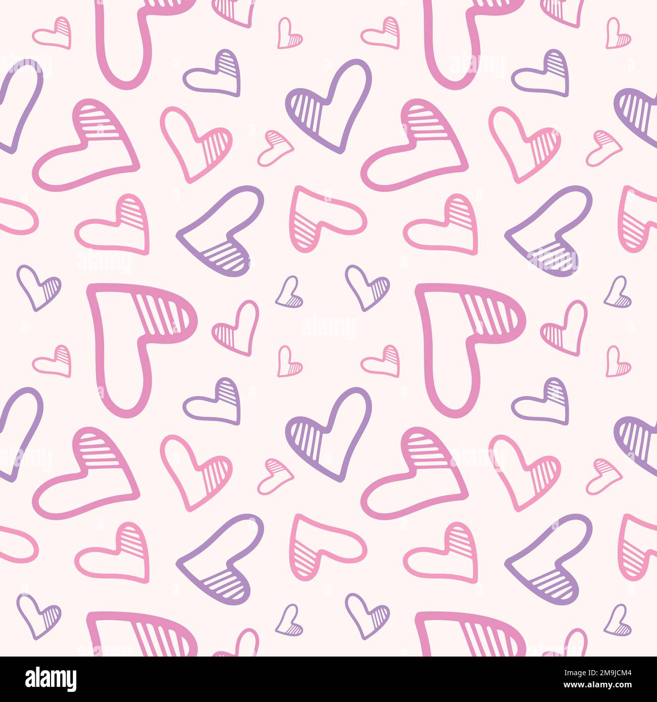 Valentine's seamless pattern vector doodle background digital paper illustration for web and print Stock Vector