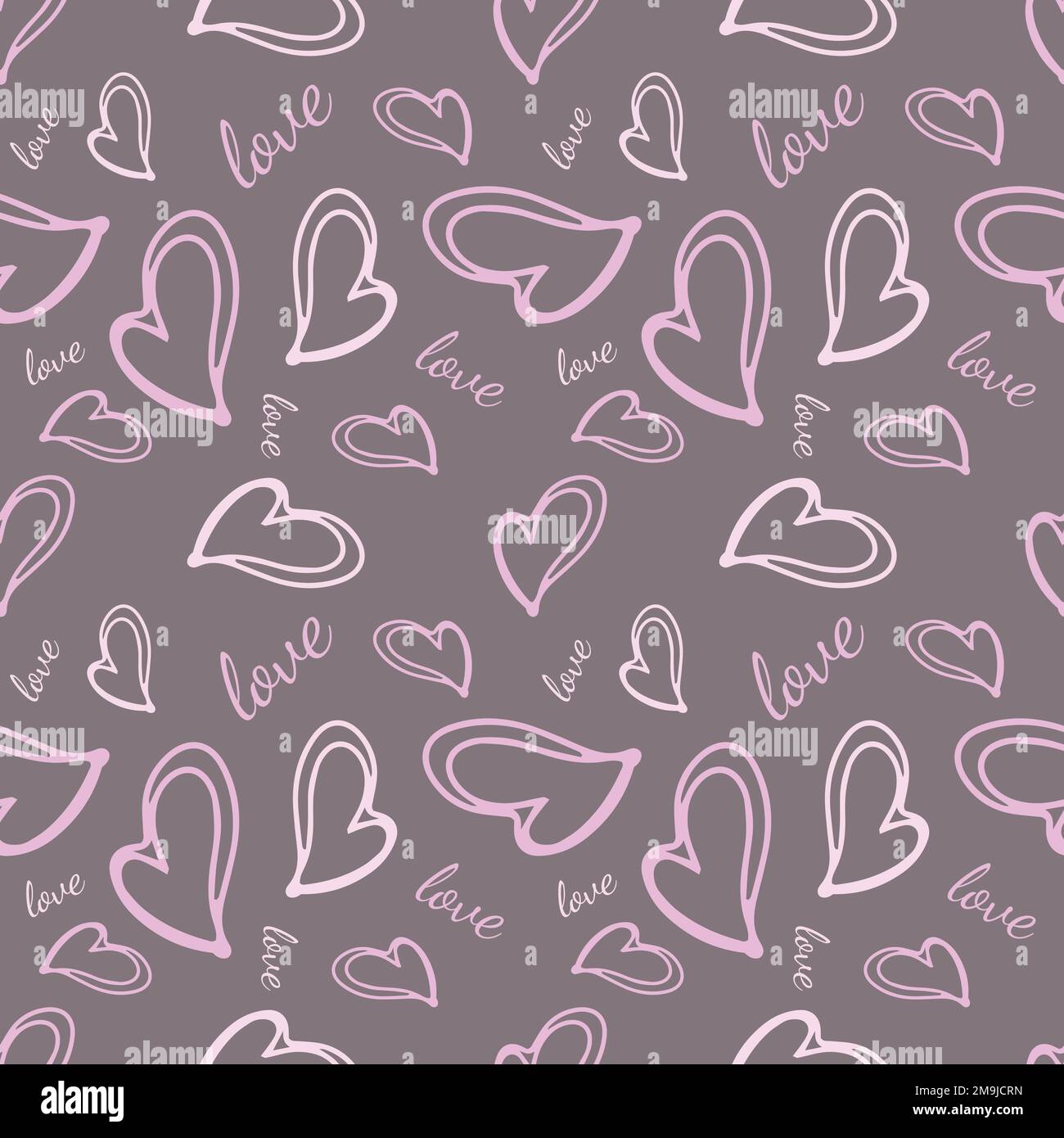 Valentine's seamless pattern vector doodle background digital paper illustration for web and print Stock Vector
