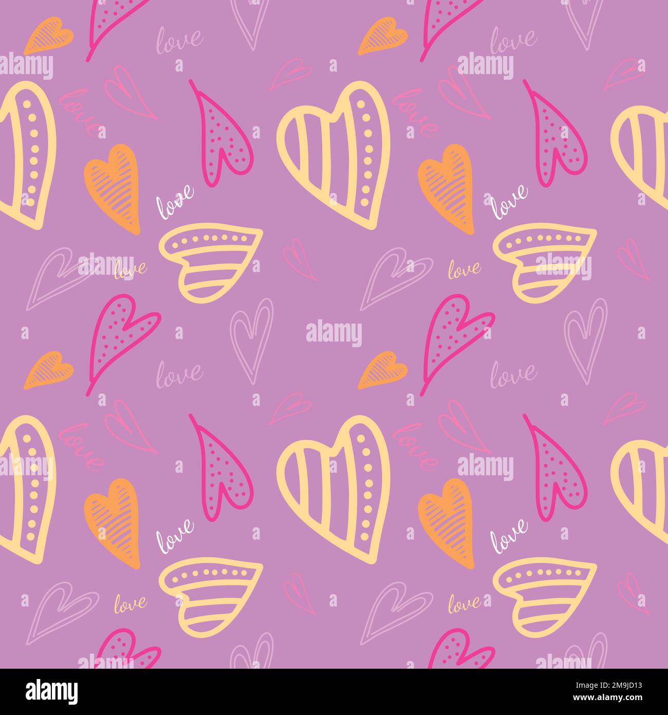 Valentine's seamless pattern vector doodle background digital paper illustration for web and print Stock Vector