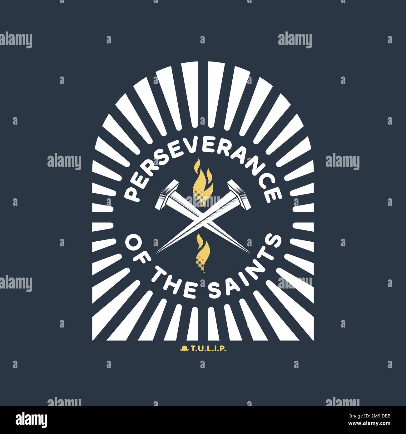 Christian vector illustration. John Calvin's Tulip. Perseverance of the 