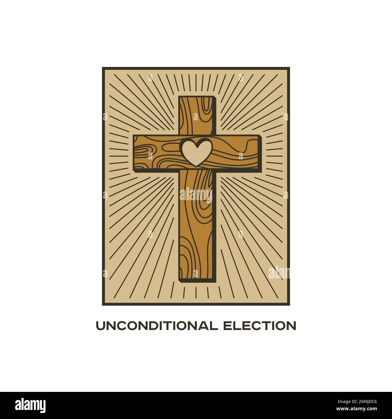 Christian vector illustration. John Calvin's Tulip. Unconditional