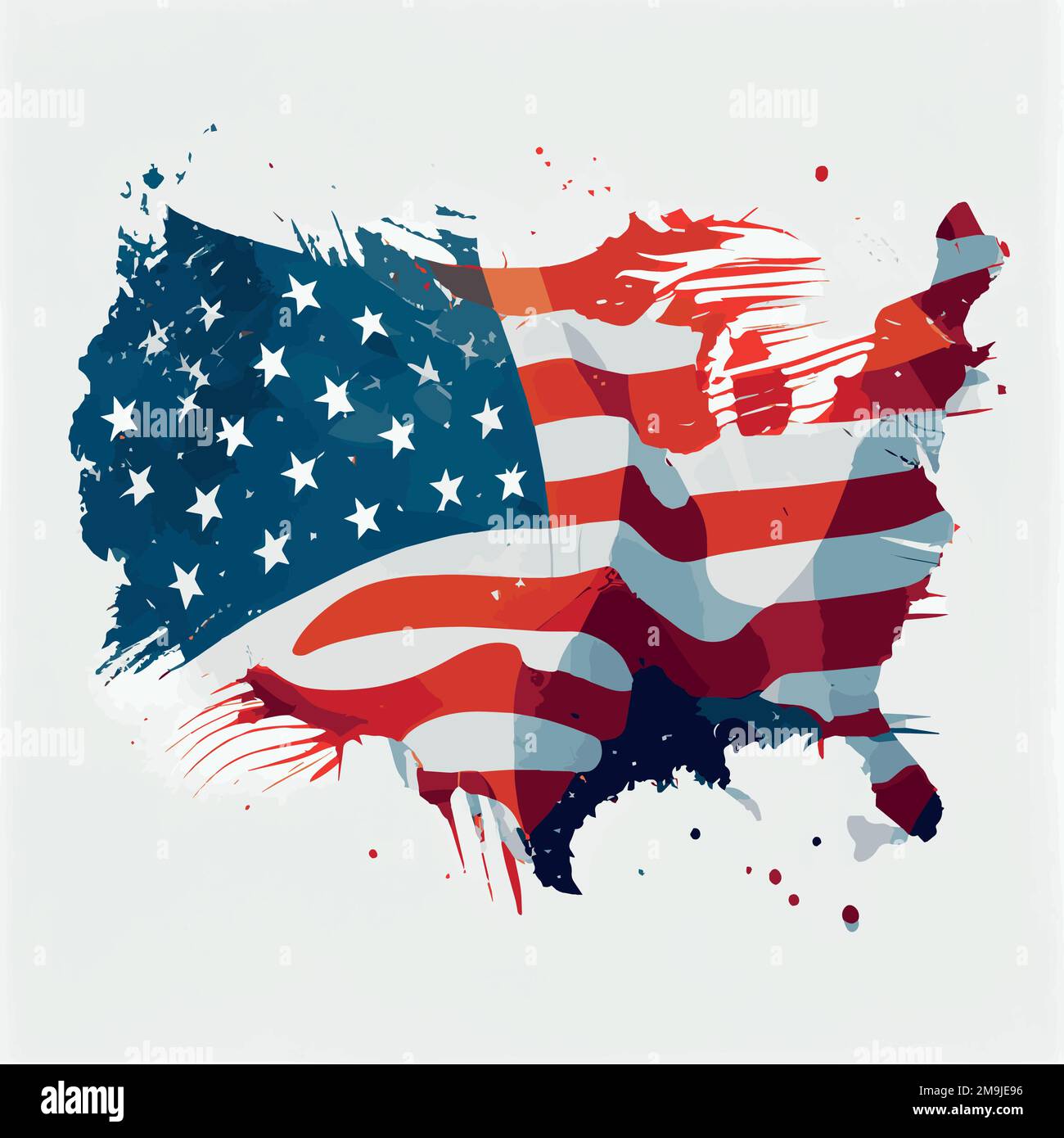 Realistic abstract flag of USA in the form of a map of america ...