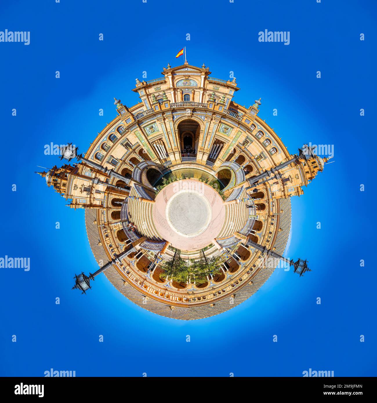 Abstract spheric picture of Plaza de Espana, Parque de Mar a Luisa , Seville, Spain Stock Photo