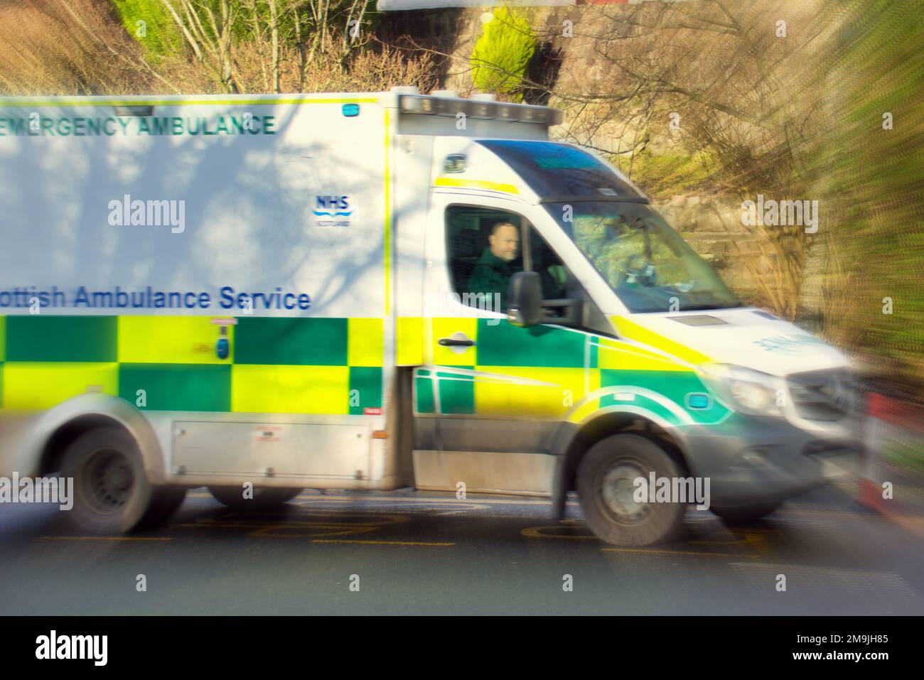 NHS Emergency ambulance on call Glasgow, Scotland, UK Stock Photo