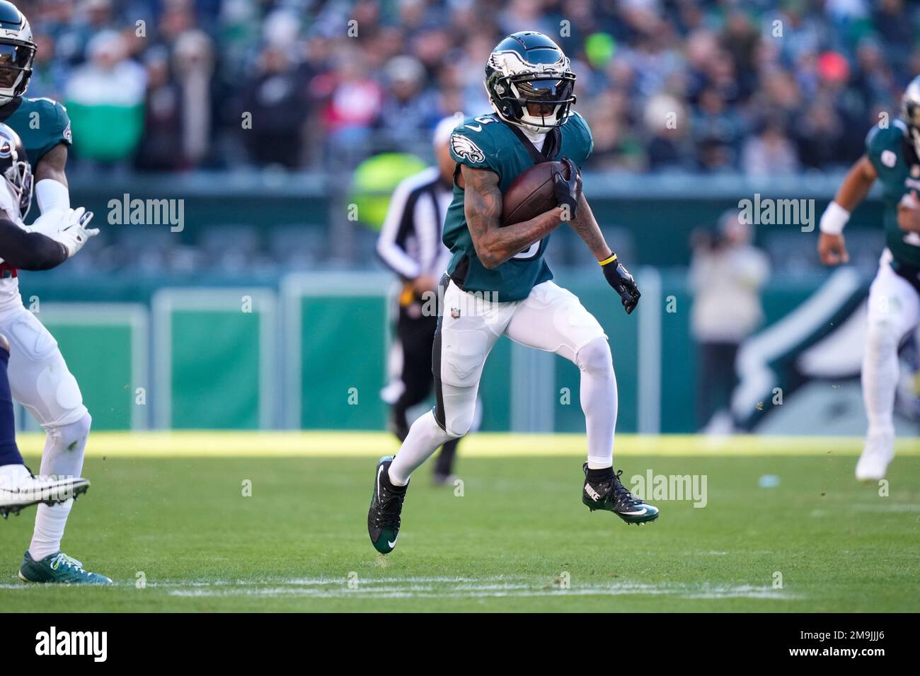 Philadelphia Eagles wide receiver DeVonta Smith in action during an NFL