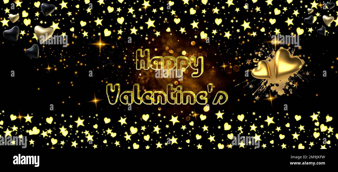 Valentine card with 3d hearts and bubbles hearts Stock Photo