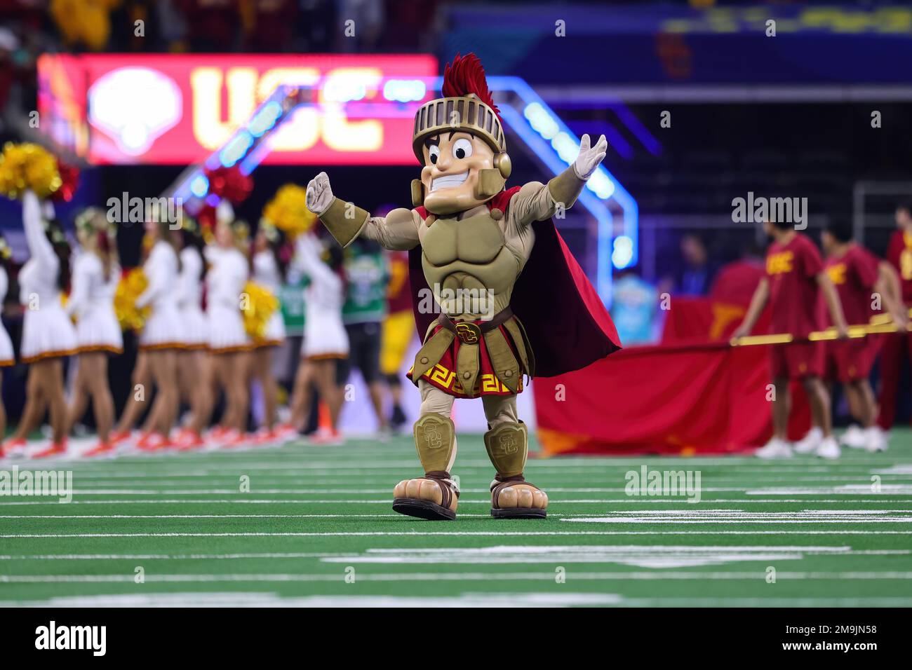 The Southern California Trojans mascot takes the field during the 87th