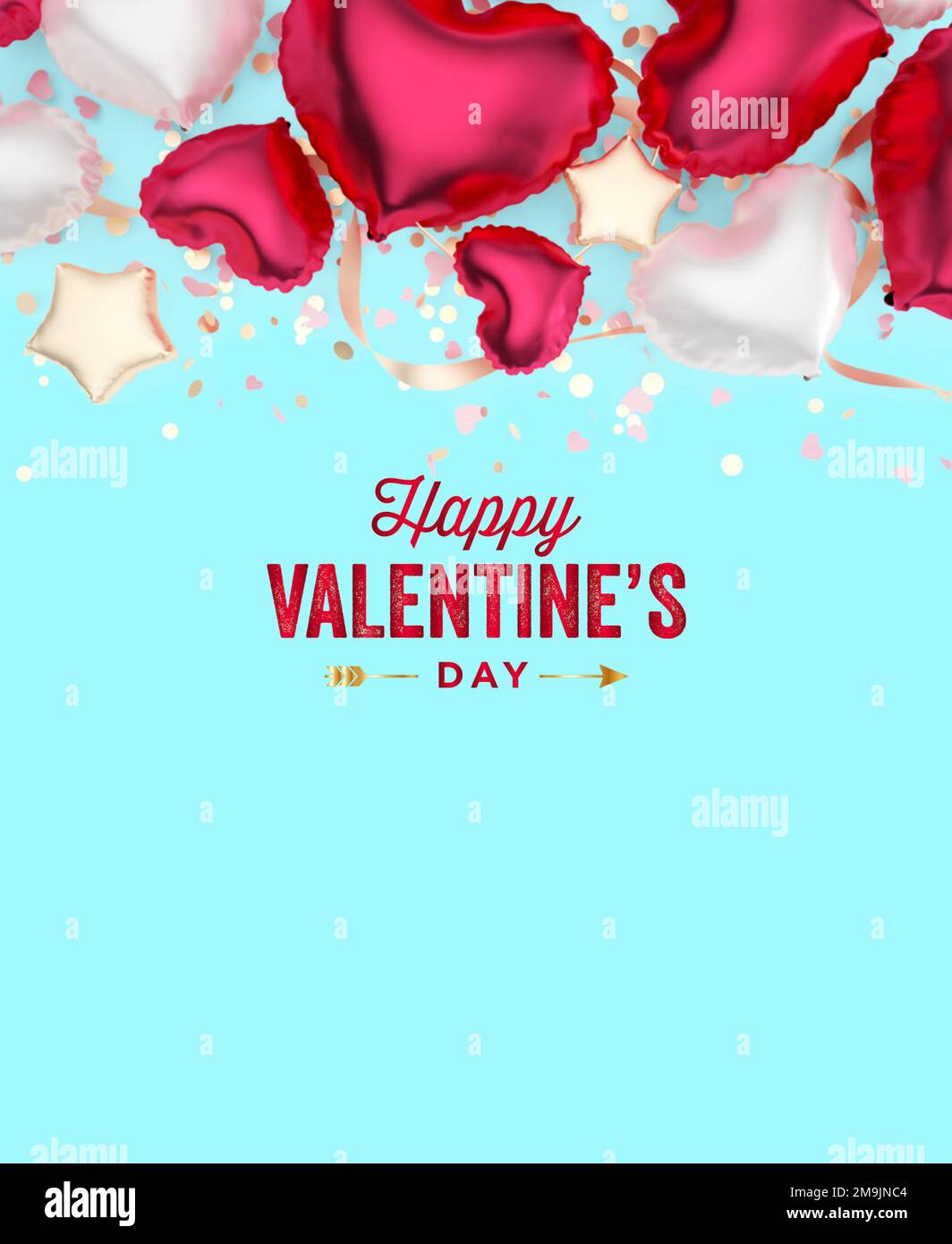 Valentine card with 3d hearts and bubbles hearts Stock Photo