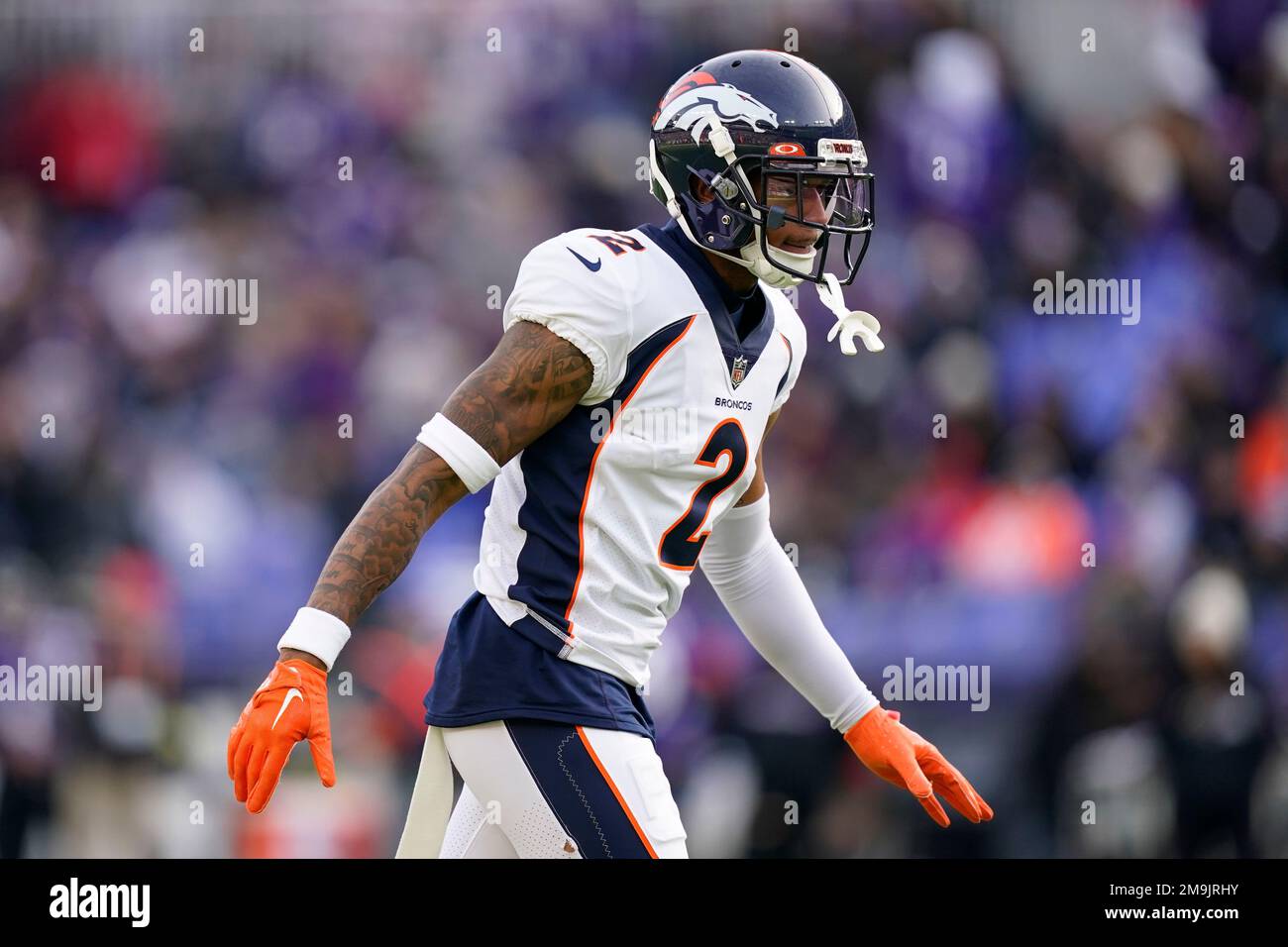 Denver Broncos cornerback Pat Surtain II defends in the first half of