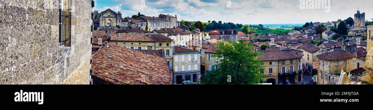 View of old town, Saint-Emilion, Nouvelle-Aquitaine, France Stock Photo