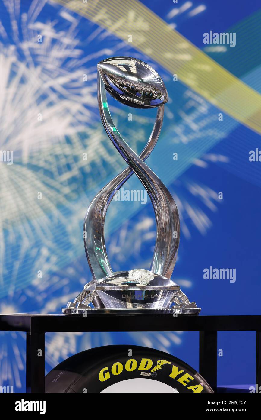 The 2023 87th Goodyear Cotton Bowl Trophy to be presented to the Tulane Green Wave at AT&T Stadium on Monday, January 2, 2023 in Arlington, Tex. Tulan Stock Photo