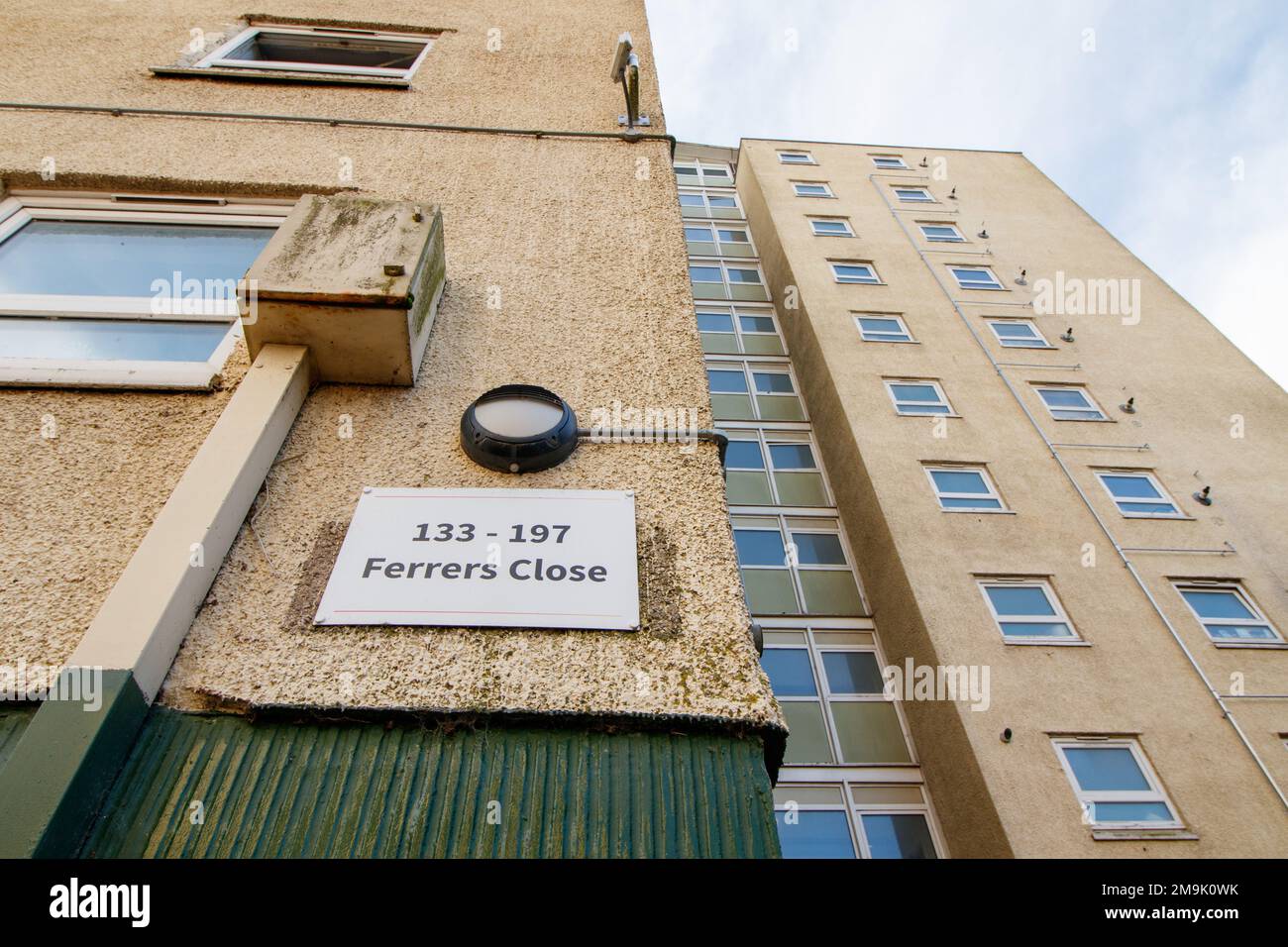 Tower block flats in Ferrers Close Coventry that are are under threat to be demolished under plans to improve the area. Tennants have been told they may be forced to move out. Stock Photo