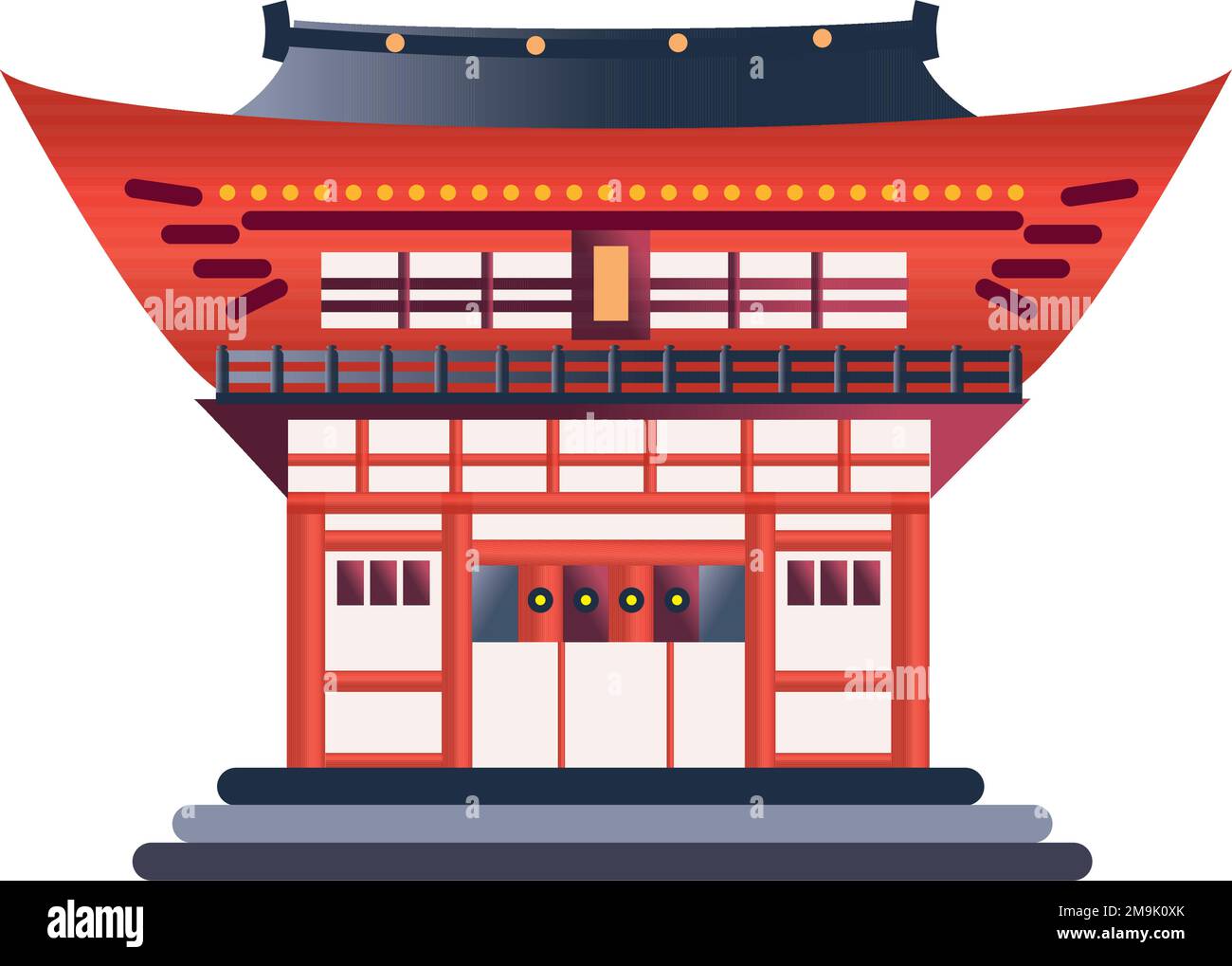 Isolated colored wooden japanese temple building Vector Stock Vector