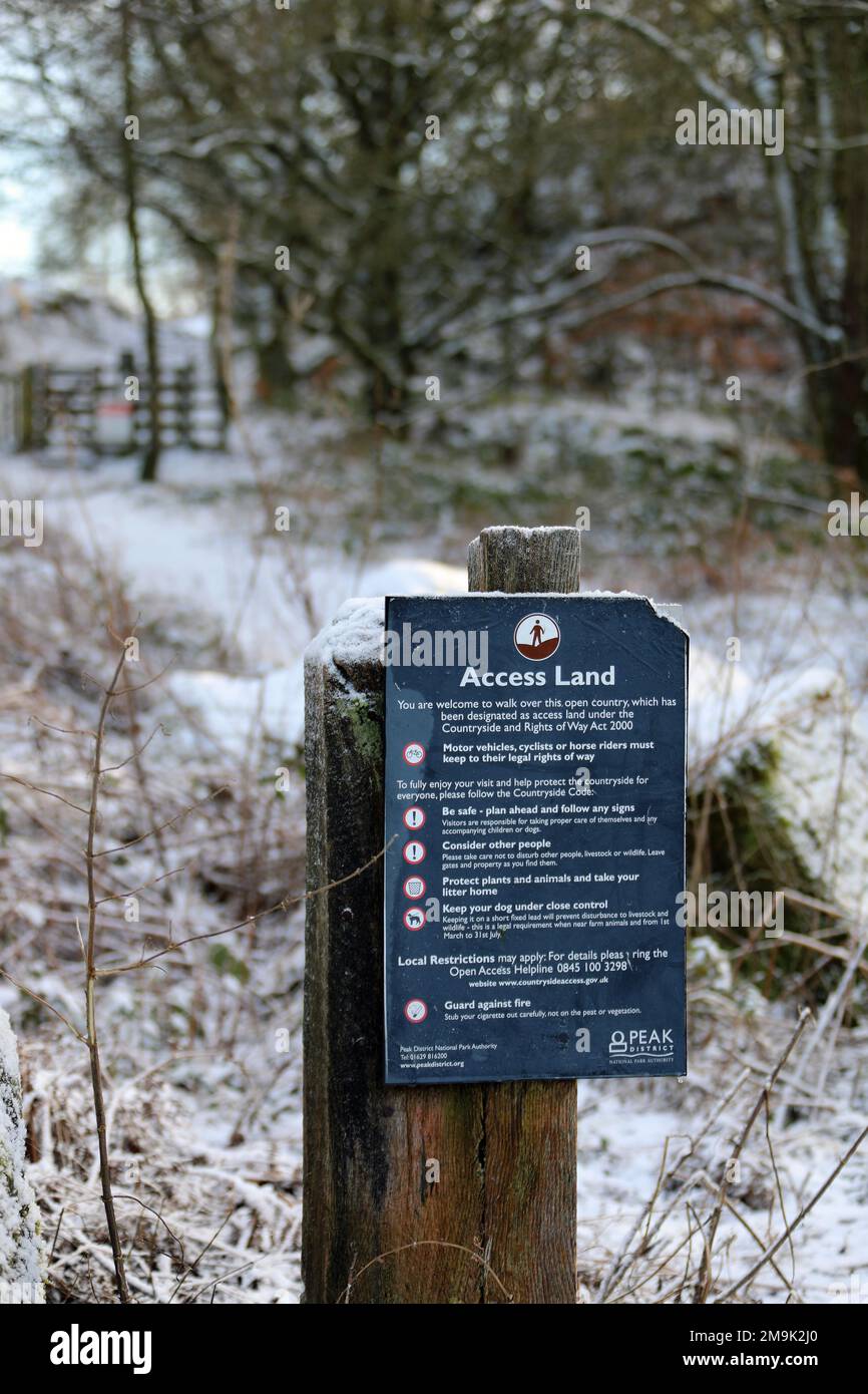 Access Land notice at Stanton Moor Stock Photo