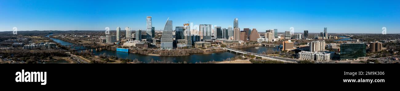 Aerial view of city with skyscrapers, Austin, Texas, USA Stock Photo ...