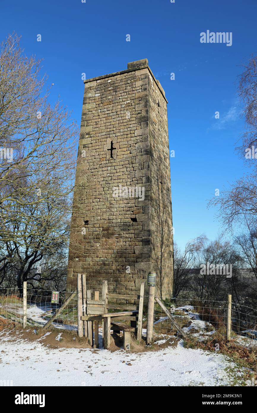 Earl Grey Tower on Stanton Moor in the Derbyshire Peak District Stock Photo