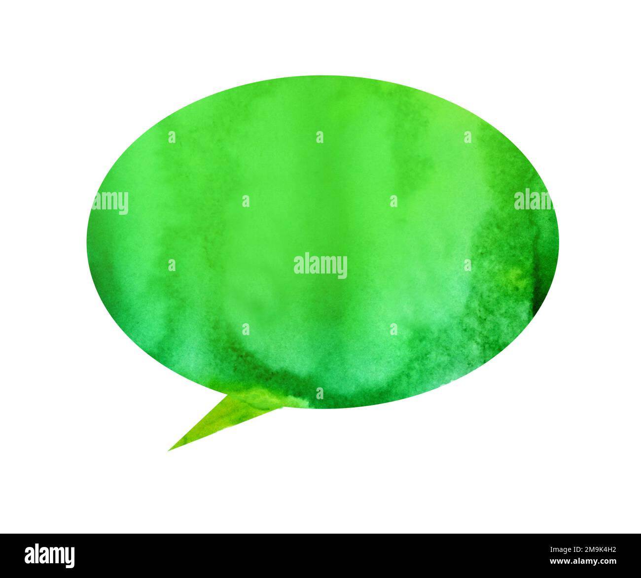 Green bubble dialog watercolor discussion white background communication element round comics illustration, text box Stock Photo