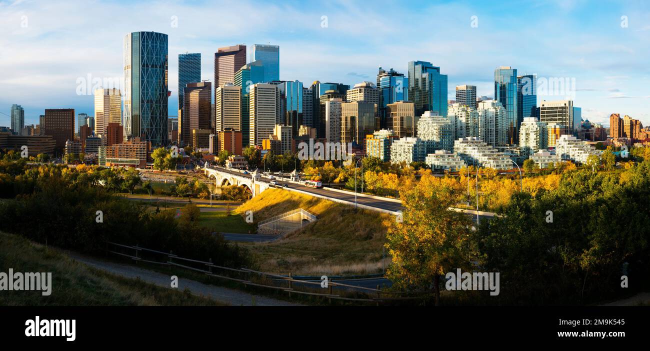 Cityscape with skyscraper skyline, Calgary, Alberta, Canada Stock Photo