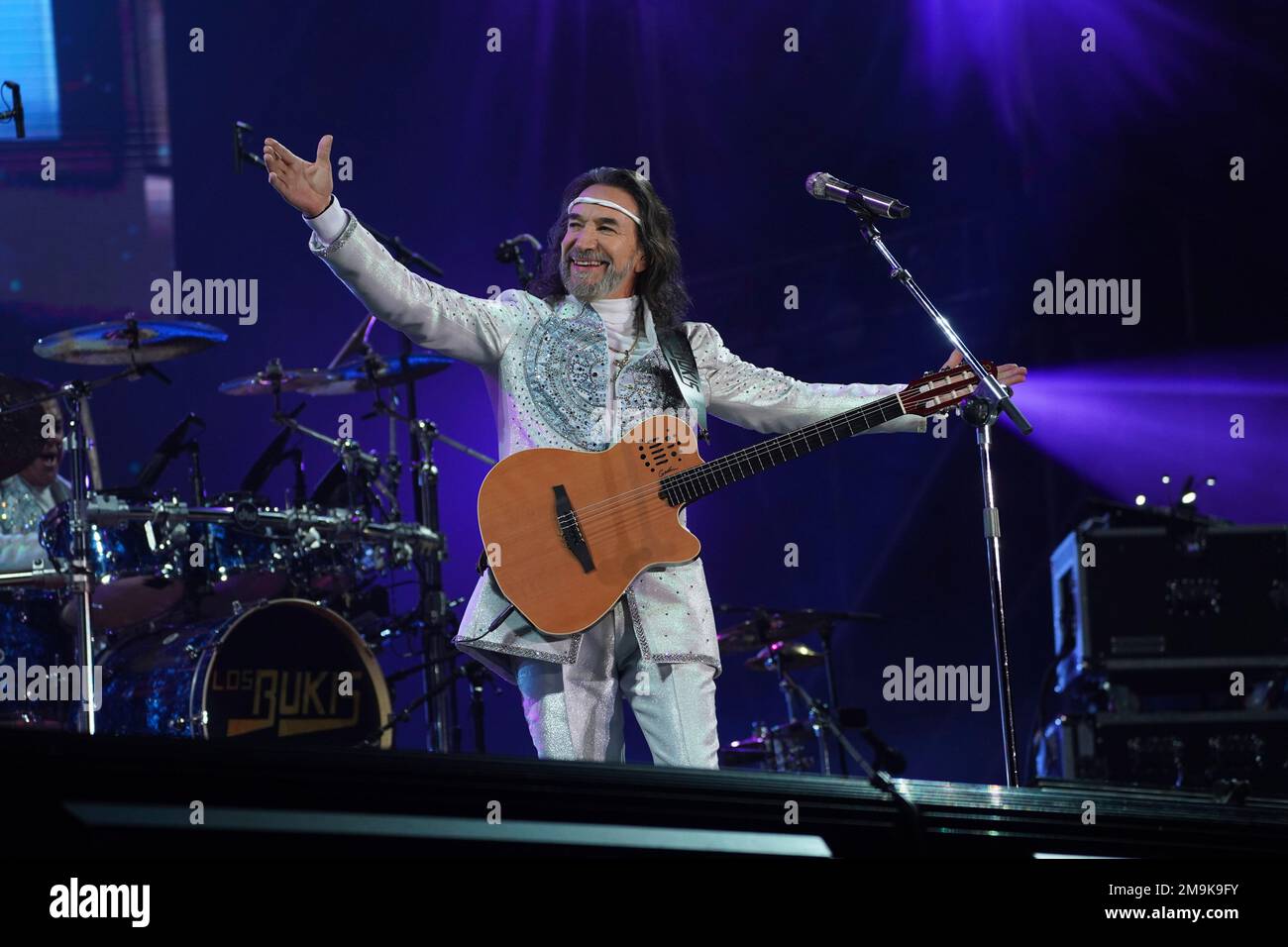 Aztecha Singer Los Bukis, a Mexican band led by singer Marco Antonio Solis, perform in ...